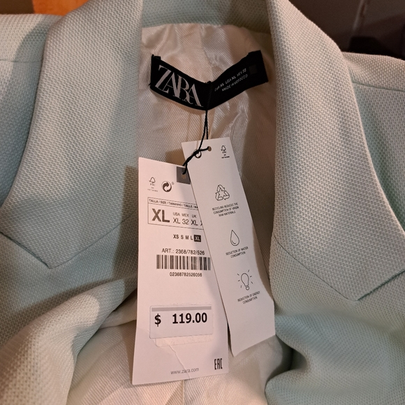 Zara minty green Double Breasted blazer jacket XL - Picture 8 of 9